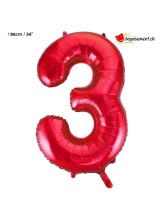 Ballon alu rouge chiffre 3 - 86 cm Ballon alu rouge chiffre 3 - 86 cm