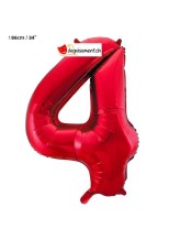 Ballon alu rouge chiffre 4 - 86 cm Ballon alu rouge chiffre 4 - 86 cm