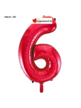 Ballon alu rouge chiffre 6 - 86 cm        Ballon alu rouge chiffre 6 - 86 cm