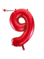 Ballon alu rouge chiffre 9 - 86 cm
