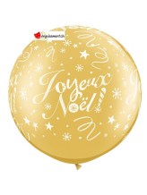 Ballon géant latex Joyeux Noël or 80 cm