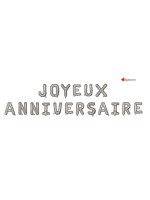 Foil balloons JOYEUX ANNIVERSAIRE - silver