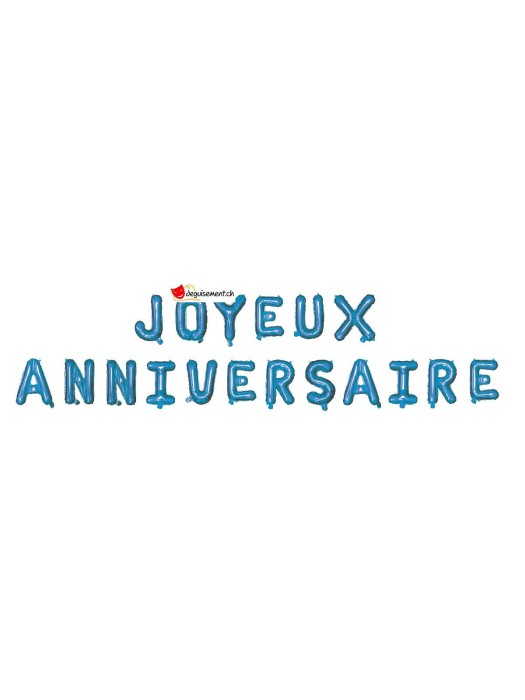 Ballons alu JOYEUX ANNIVERSAIRE - bleu