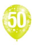Ballons chiffre 50 - 8 pièces - couleurs assorties