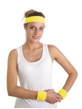 Bandeau et bracelets jaune fluo Bandeau et bracelets jaune fluo