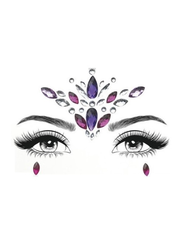 Bijoux adhésifs violets pour le visage