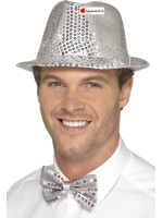 Sequin Trilby Hat, silver