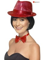 Sequin Trilby Hat, Red