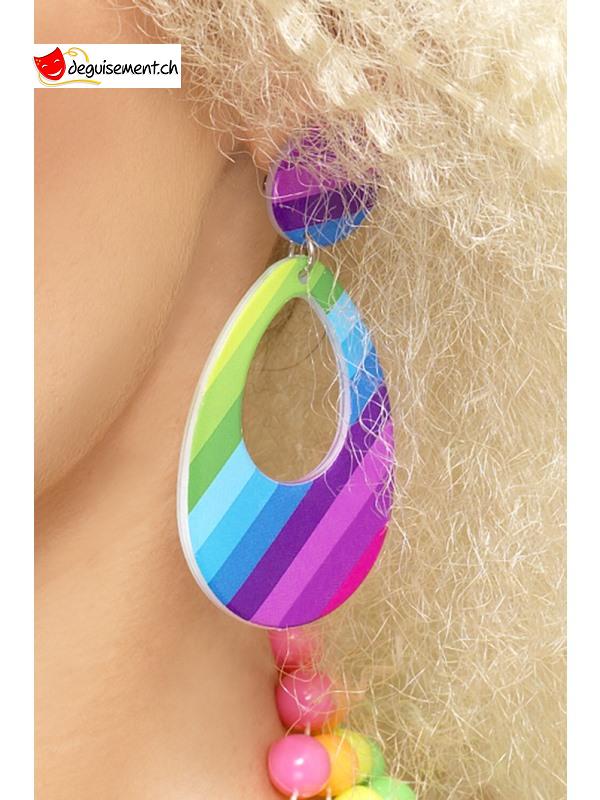 Boucles d\'oreilles fluo multicolores