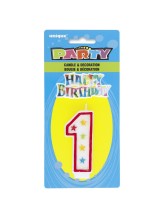 Bougie et Happy Birthday chiffre 1 Bougie et Happy Birthday chiffre 1