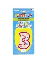 Bougie et Happy Birthday chiffre 3 Bougie et Happy Birthday chiffre 3