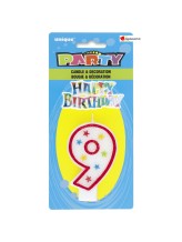 Bougie et Happy Birthday chiffre 9 Bougie et Happy Birthday chiffre 9