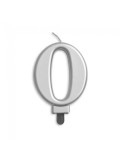 Bougie métallique argent chiffre 0