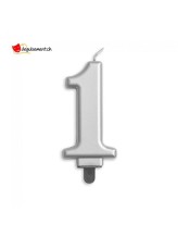 Bougie métallique argent chiffre 1 Bougie métallique argent chiffre 1