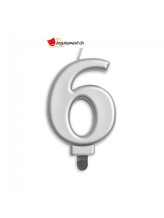 Bougie métallique argent chiffre 6 Bougie métallique argent chiffre 6