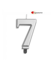 Bougie métallique argent chiffre 7 Bougie métallique argent chiffre 7