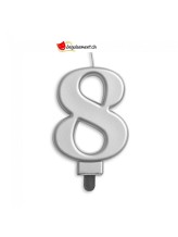 Bougie métallique argent chiffre 8 Bougie métallique argent chiffre 8