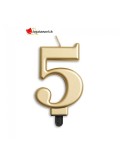 Bougie métallique or chiffre 5