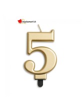 Bougie métallique or chiffre 5 Bougie métallique or chiffre 5