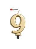 Bougie métallique or chiffre 9
