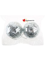 Silver faceted ball - 6cm - 2 pieces