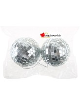 Silver faceted ball - 6cm - 2 pieces Silver faceted ball - 6cm - 2 pieces