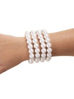 Bracelet quatre rangs de perles blanches