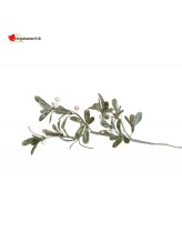 Branche de gui blanc feuilles givrées et perles Branche de gui blanc feuilles givrées et perles