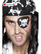 Benda per gli occhi da pirata con teschio bianco Benda per gli occhi da pirata con teschio bianco