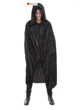 Cape à capuche noir velours - 182cm Cape à capuche noir velours - 182cm