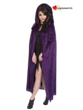 Cape à capuche violet en velours - 182cm Cape à capuche violet en velours - 182cm