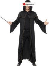 Cape de sorcier noir avec capuchon - Taille unique