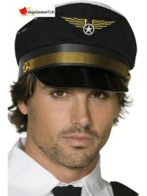 Casquette noire de pilote de l'air avec ailes brodées Casquette noire de pilote de l'air avec ailes brodées