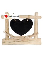 Centrotavola in legno a forma di cuore - 21x25cm