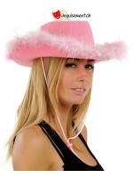 Chapeau cowgirl rose avec plumes