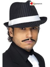 Chapeau Gangster noir avec lignes blanches Chapeau Gangster noir avec lignes blanches