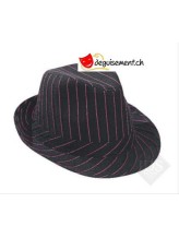 Chapeau Gangster noir avec lignes roses Chapeau Gangster noir avec lignes roses