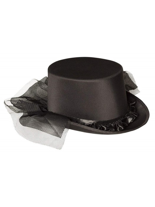 Chapeau haut de forme noir avec voile