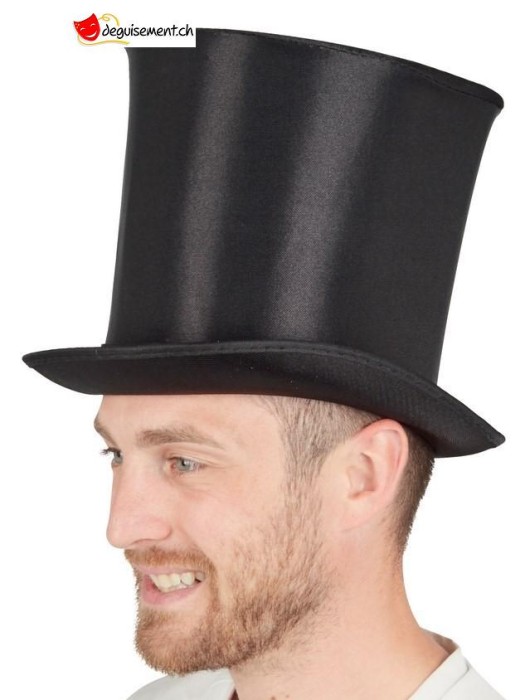 Satin top hat - black - adult