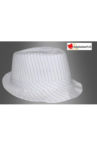 Chapeau Kojak blanc à ligne noir Chapeau Kojak blanc à ligne noir