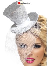 Chapeau Mini + voile argent - taille unique Chapeau Mini + voile argent - taille unique