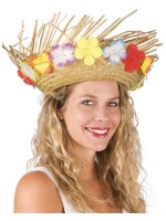 Chapeau de paille hawaïen avec fleurs