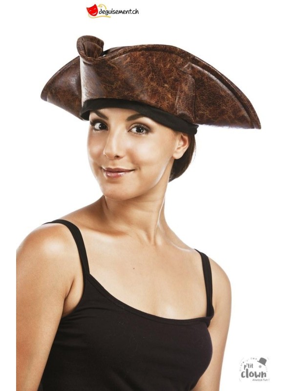 Chapeau de Pirate imitation cuir marron