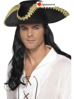 Chapeau pirate noir avec bord doré