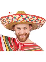 Chapeau Sombrero Mexicain en paille - multicolore