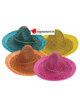 Chapeau sombrero Mexicain en paille pour adulte - 45cm - Couleur assortie Chapeau sombrero Mexicain en paille pour adulte - 45cm - Couleur assortie