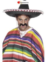Chapeau Sombrero noir avec pompons blancs Chapeau Sombrero noir avec pompons blancs