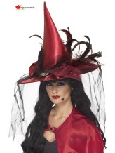 Chapeau sorcière rouge foncé Chapeau sorcière rouge foncé