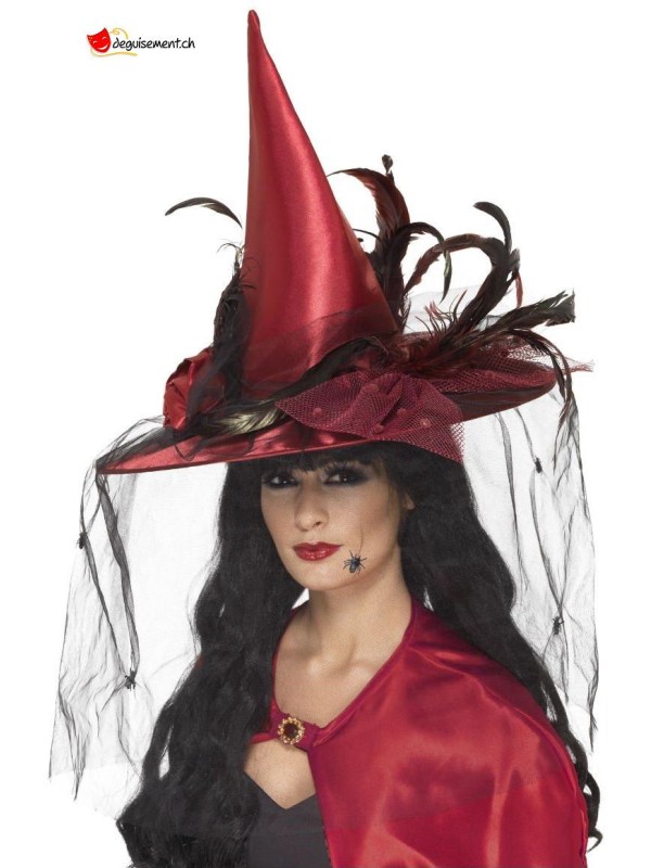 Chapeau sorcière rouge foncé