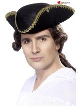 Chapeau tricorne noir bord or Chapeau tricorne noir bord or